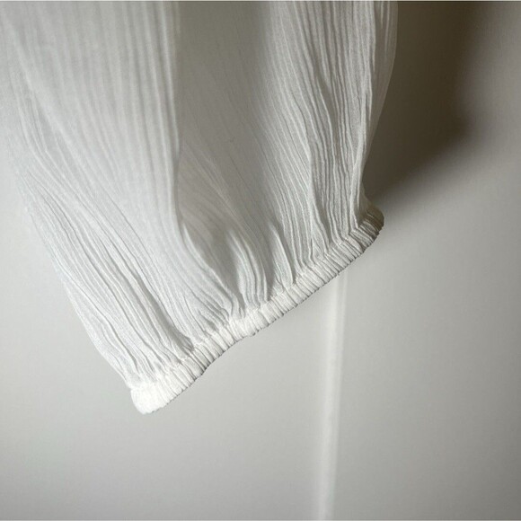 Hollister White Cream Chiffon Square Long Sleeve Crop Top Blouse Medium M Fairy - Picture 4 of 7